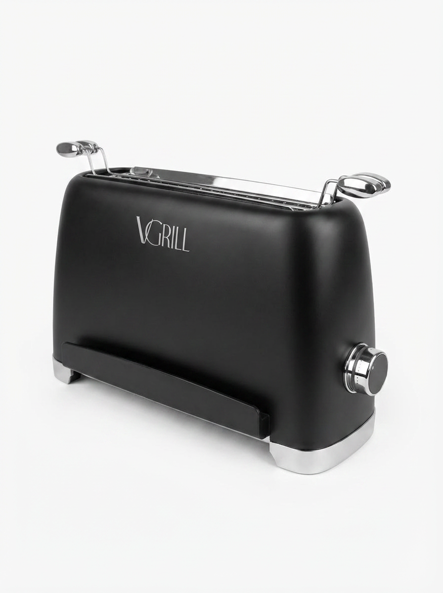 Black VGrill vertical indoor grill – angled view